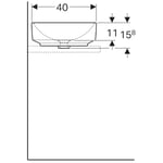 Lavabo sobre encimera Geberit VariForm rectangular: 55x40cm, Toma de grifo=Sin, Rebosadero=Sin, Blanco